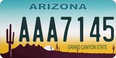 AZ license plate AAA7145