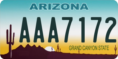 AZ license plate AAA7172