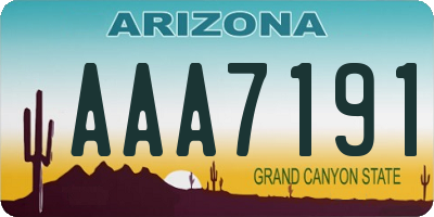 AZ license plate AAA7191