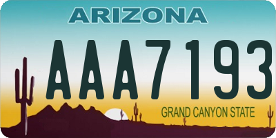 AZ license plate AAA7193