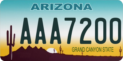 AZ license plate AAA7200