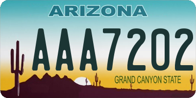 AZ license plate AAA7202