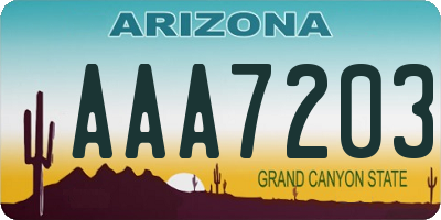 AZ license plate AAA7203