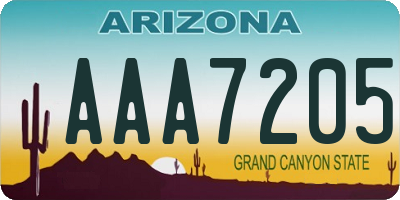 AZ license plate AAA7205