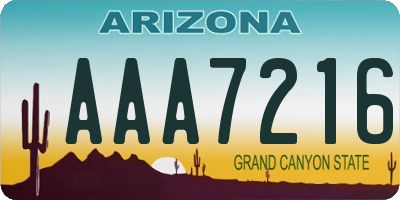 AZ license plate AAA7216