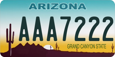 AZ license plate AAA7222