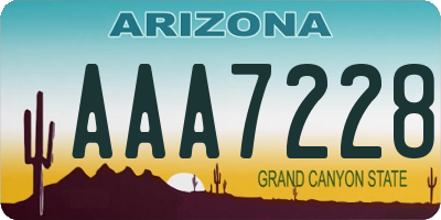 AZ license plate AAA7228