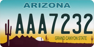 AZ license plate AAA7232