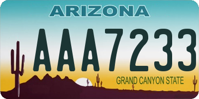 AZ license plate AAA7233