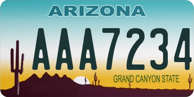 AZ license plate AAA7234