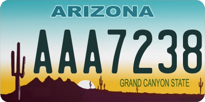 AZ license plate AAA7238