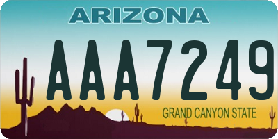 AZ license plate AAA7249