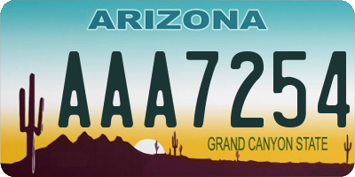 AZ license plate AAA7254