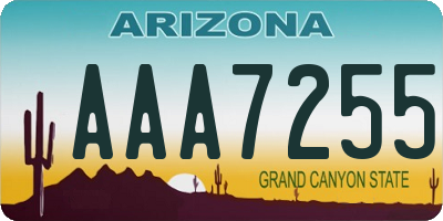 AZ license plate AAA7255