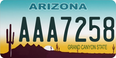 AZ license plate AAA7258