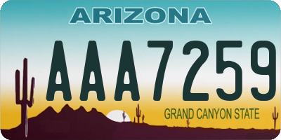 AZ license plate AAA7259