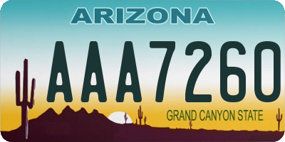 AZ license plate AAA7260