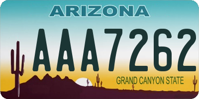 AZ license plate AAA7262