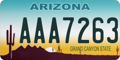 AZ license plate AAA7263