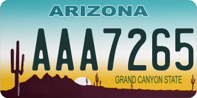 AZ license plate AAA7265