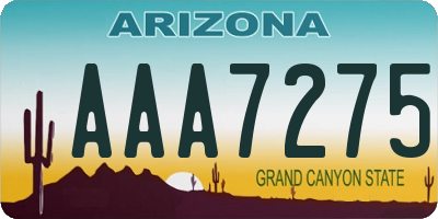 AZ license plate AAA7275