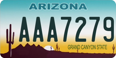 AZ license plate AAA7279