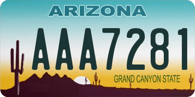 AZ license plate AAA7281