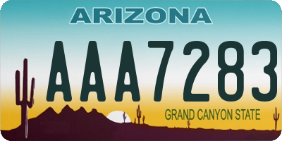 AZ license plate AAA7283