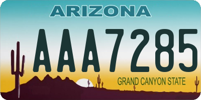 AZ license plate AAA7285