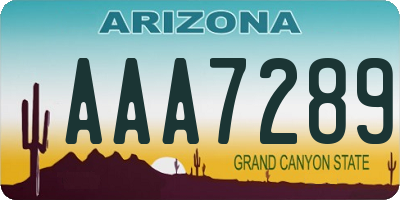 AZ license plate AAA7289