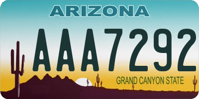 AZ license plate AAA7292