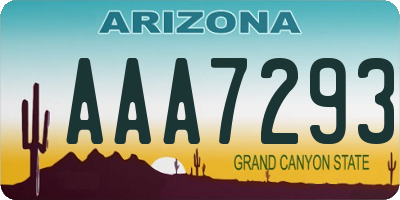 AZ license plate AAA7293