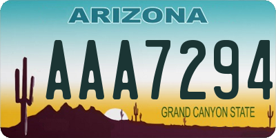 AZ license plate AAA7294