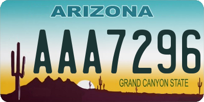 AZ license plate AAA7296