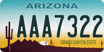 AZ license plate AAA7322