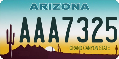 AZ license plate AAA7325