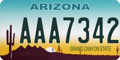 AZ license plate AAA7342