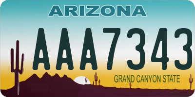 AZ license plate AAA7343