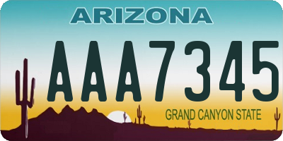 AZ license plate AAA7345