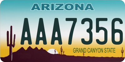 AZ license plate AAA7356