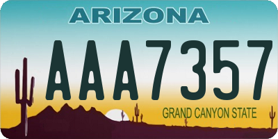 AZ license plate AAA7357