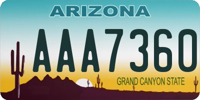 AZ license plate AAA7360