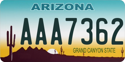 AZ license plate AAA7362