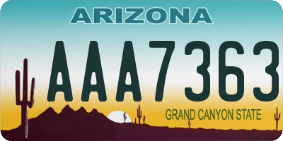 AZ license plate AAA7363