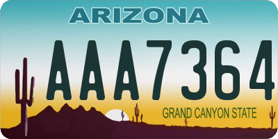 AZ license plate AAA7364