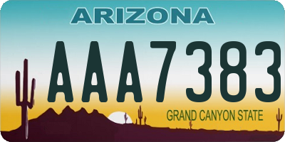 AZ license plate AAA7383