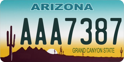 AZ license plate AAA7387