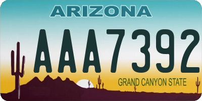 AZ license plate AAA7392