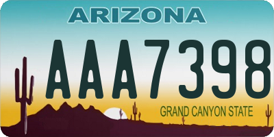 AZ license plate AAA7398