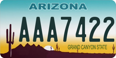 AZ license plate AAA7422